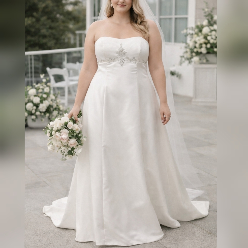 Symphony of Venus Style ATB509 Ivory Satin Beaded Wedding Dress sz 20